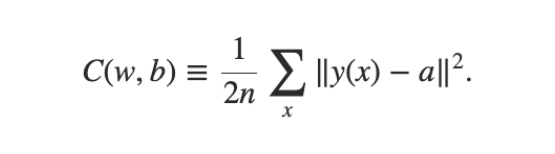 Cost Function C(w, b) 的數學算式,用來衡量目前這組 weight 與 bias 的好壞。
